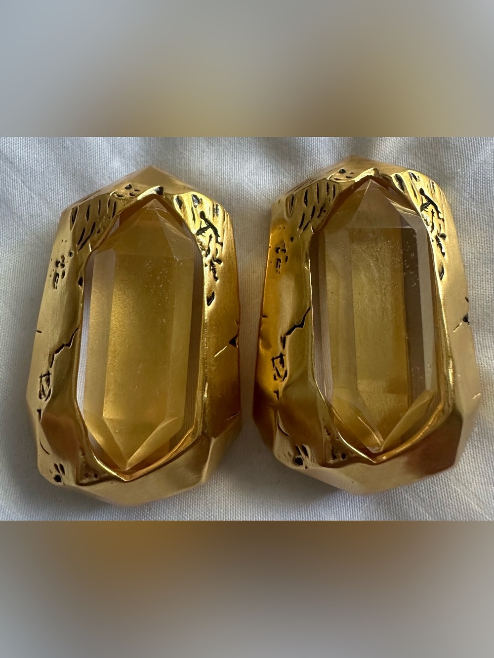 ✨Saint Laurent Gold Faceted Crystal Clip-on Earrings